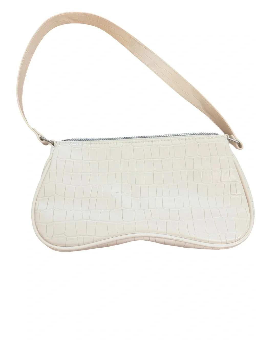 H&M Cream Croc-Embossed Shoulder Bag